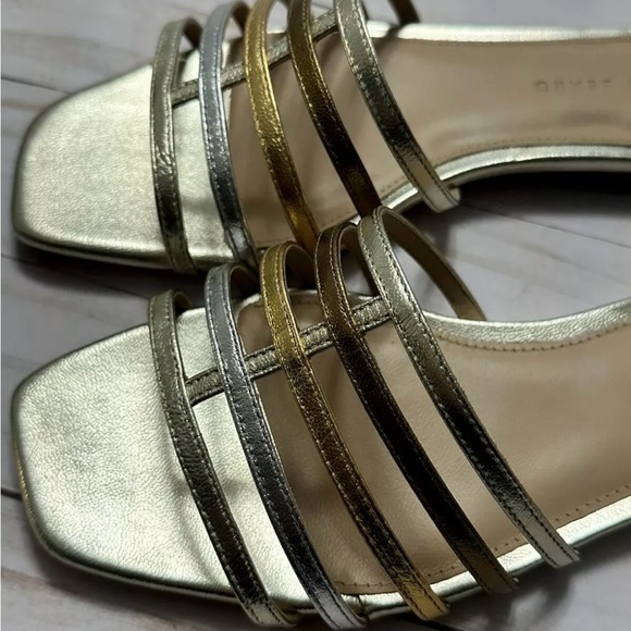 NIB Veronica Beard Mazon silver gold bronze metallic flats sandals, size 8.5 - Picture 4 of 9